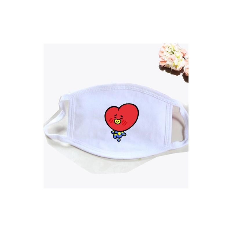 Kpop Bts Atmungsaktive Baumwollmischung Gesichtsmaske Mit Cartoon-Druck Für Täglichen Sonnenschutz