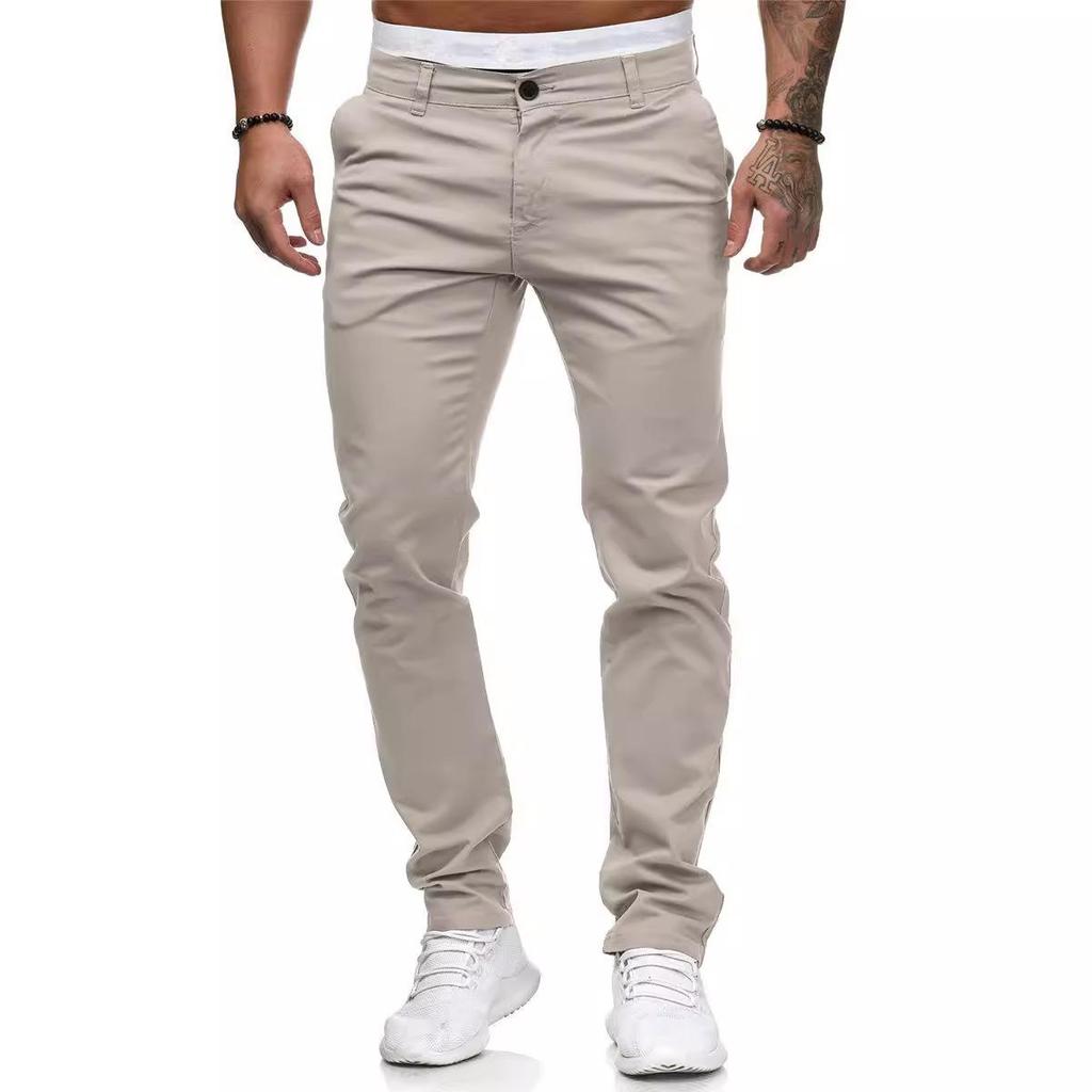 Oufier Men's Straight Leg Trousers Casual Summer Basic Cotton Pants