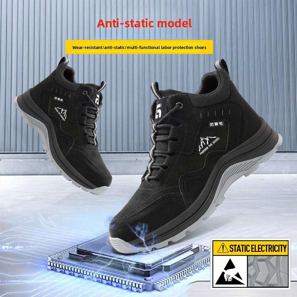 Scarpe di Sicurezza Antistatiche da Uomo High Top Invernali Calde Comode Resistenti all'Olio Antiscivolo Scarpe da Lavoro per Stazione di Servizio