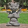 Jardín Meditación Chan Long Estatua de Resina Exterior Jardín Creativo Meditación Dragón Decorativo Resina Artesanía Adorno