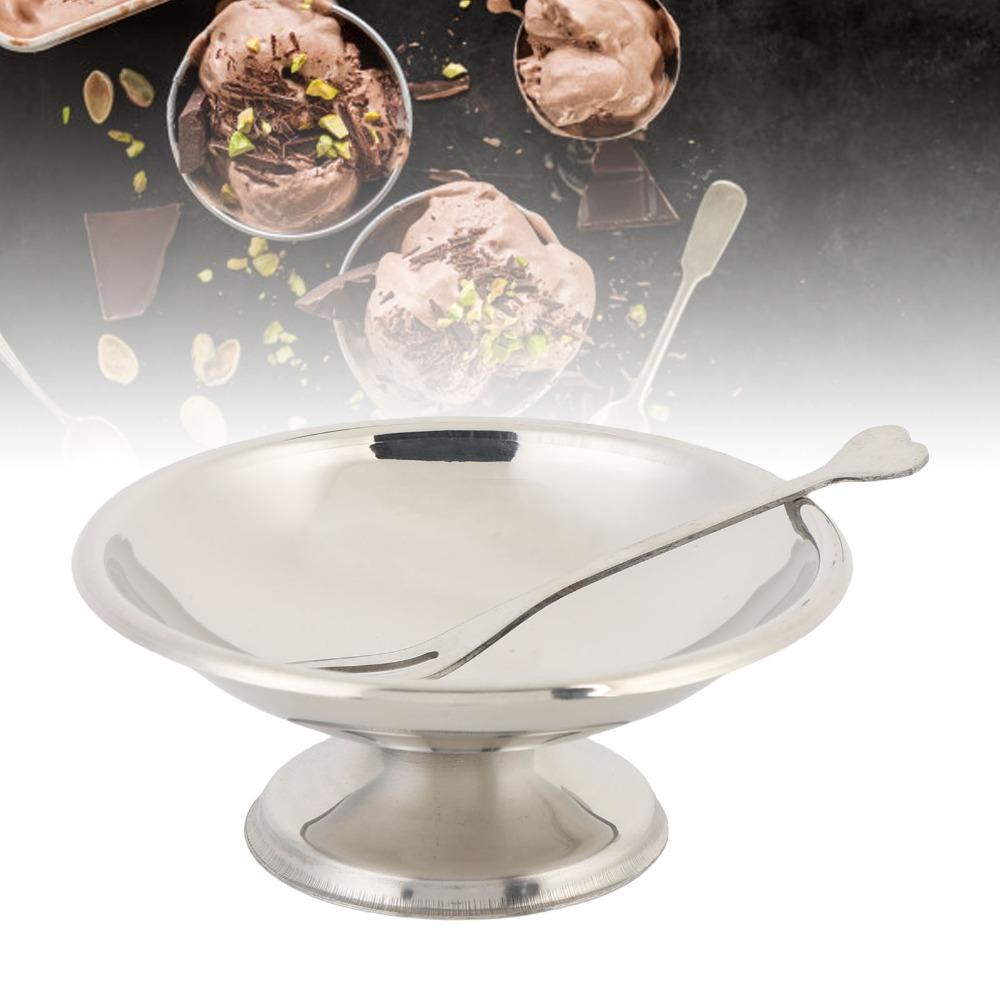 1Set Rustless Steel Ice Cream Cup Round Cold Dessert Container Custard Cup Party Dessert