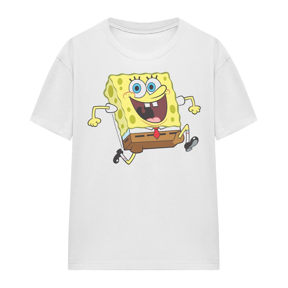 SpongeBob SquarePants Unisex Adult Happy Running T-Shirt