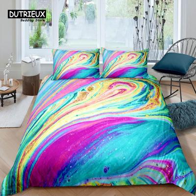 Hogar Vida Lujo 3D Colorido Mármol Juego de Cama Funda Nórdica Funda de Almohada Juego de Cama para Niños Tamaño Queen y King UE/EE.UU/AU/Reino Unido