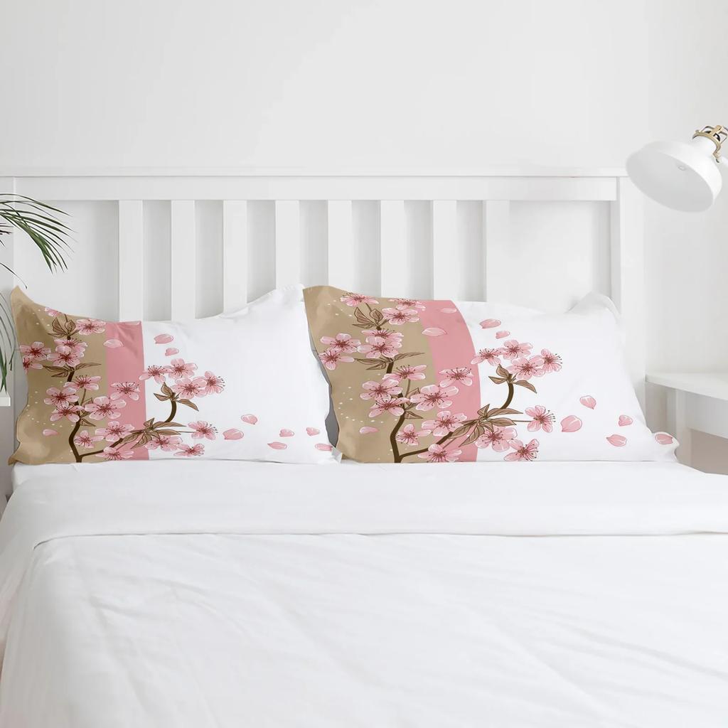 Peach Blossom Petals Leaves Flower Bedding Set 3pcs Duvet Cover Pillowcase Kids Adult Quilt Cover Double Bed Set Home Textile