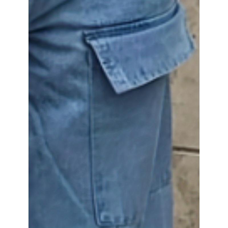 Women Jeans Wide Leg Pants Ankle Length Mid Waist Washing Zipper Loose Slight Strech High Street Solid Pockets