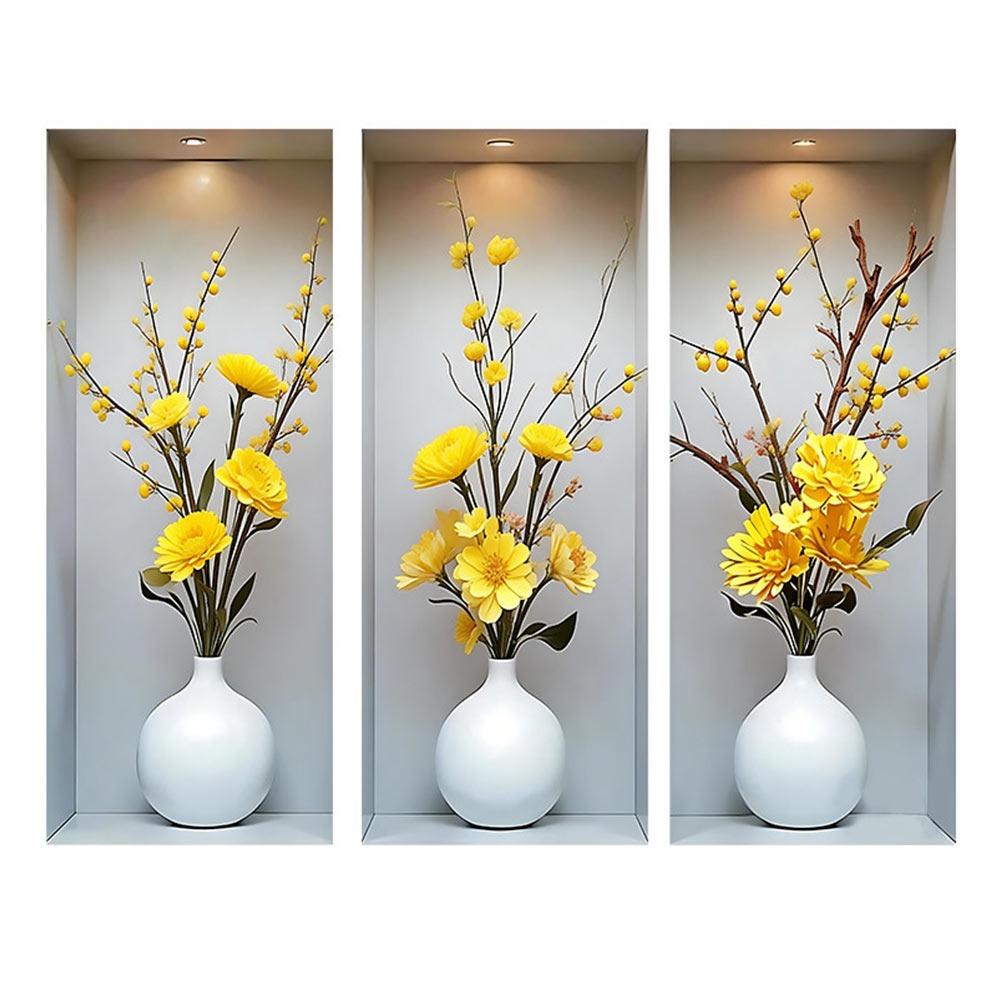 

3D Vase Flower Wall Sticker Background Decoration Multicolor Decorative Painting Photo Props Wall Posters Home Decoration