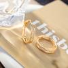 Korean-Style Gold-Plated Wave Pattern Diamond Ear Hoops