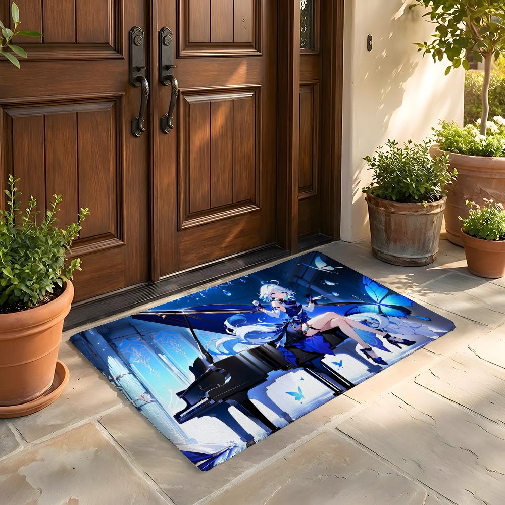 Floor Mat Soft Flannel Rug Non-Slip Absorbent Mat for Bathroom Bedroom Home Decor Genshin Impact Furina