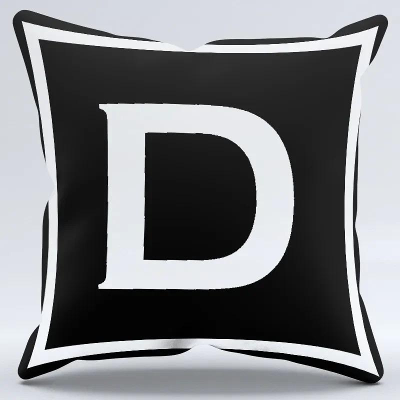 Simple Black and White Letter Print Pattern Home Bedroom Living Room Sofa Car Office Decoration Pillowcase
