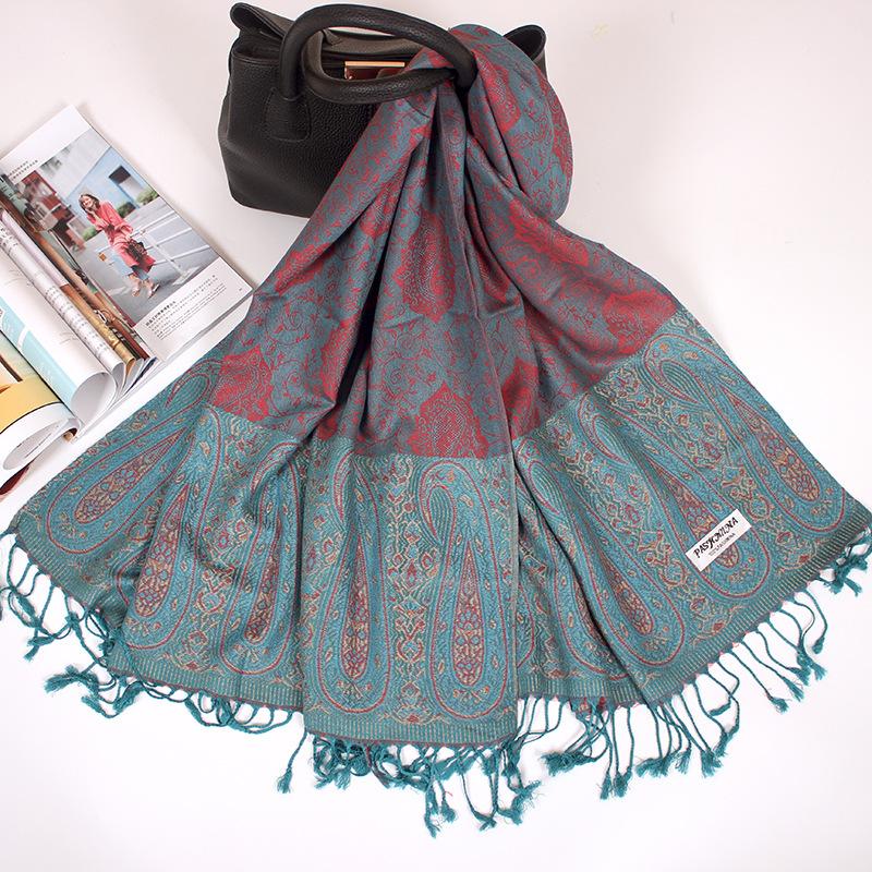 Ethnic Style Cashew Scarf Air Conditioner Large Shawl Scarf Dual-Purpose Jacquard Fringed Spring And Summer Long Cotton Scarf Women