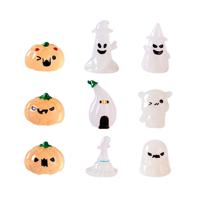 Micro-landscape Luminous Halloween Cute Ghost Devil Pumpkin Decorative Accessories Resin Small Ornaments
