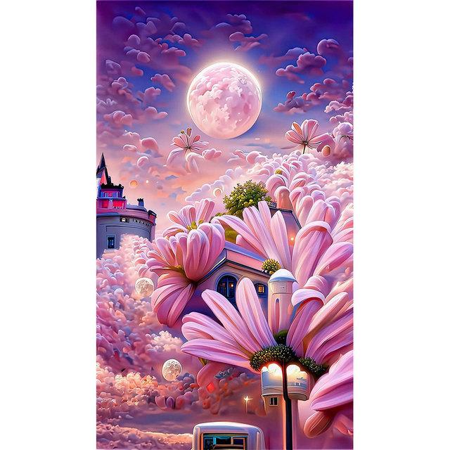 Kit Peinture Diamant 5D Rose Noir Et Blanc – 30x60 Cm – Forage Rond – Plein – Déco Murale