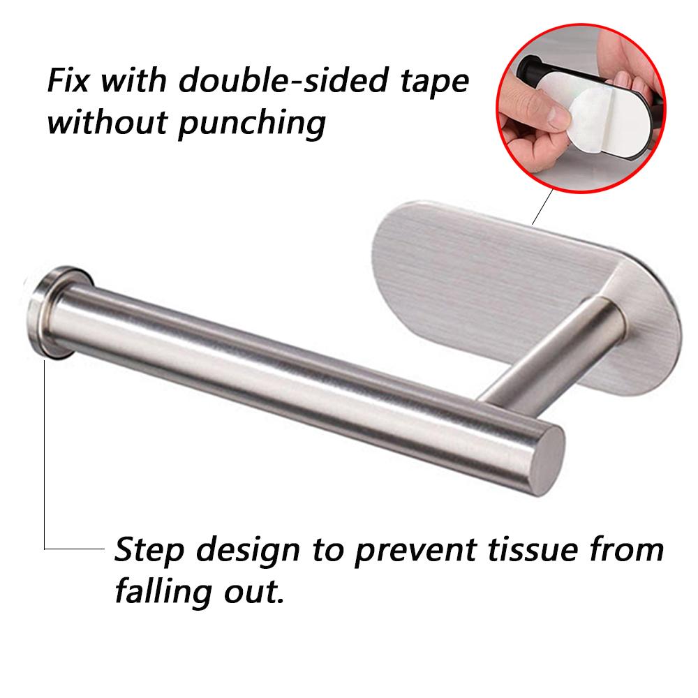 No Punching Wall Mounted Toilet Paper Holder Stainless Steel Bathroom Kitchen Roll Paper Toilet Holder Storage Stand