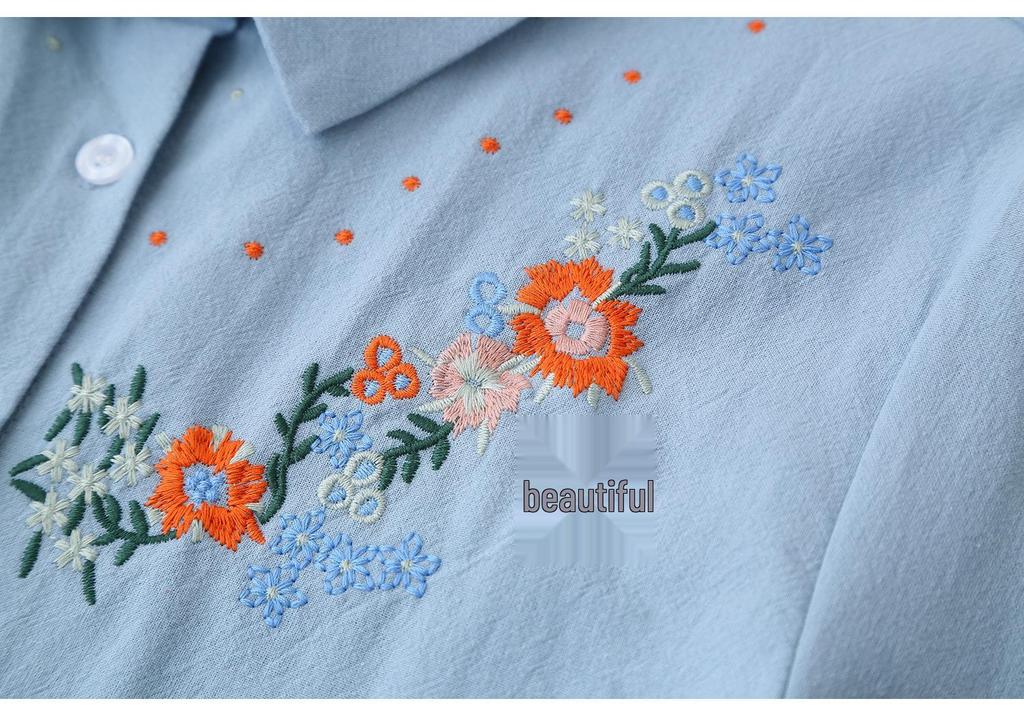 2026 Spring Retro Plus Size Cotton Embroidered Long Sleeve Cardigan for Women - Slimming 200 Jin Top for Plus Size 