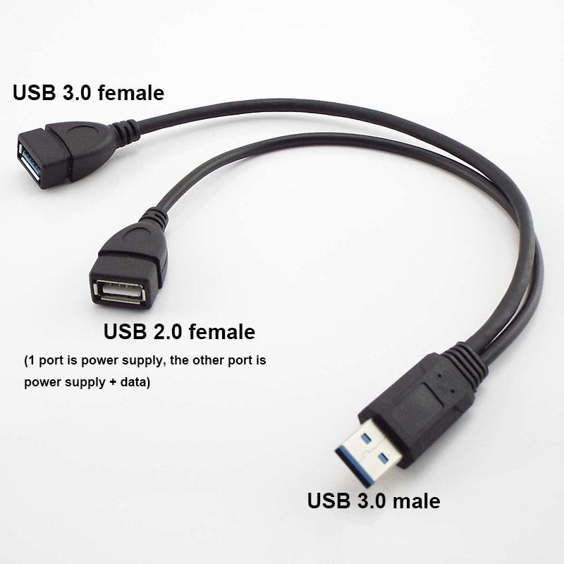 

Разветвитель USB2.0 «папа» на 2Dual USB «мама» Двойной USB 2.0 3.0 Удлинитель A-папа на 2 A-мама Y-кабель Преобразователь питания USB 3.0 male