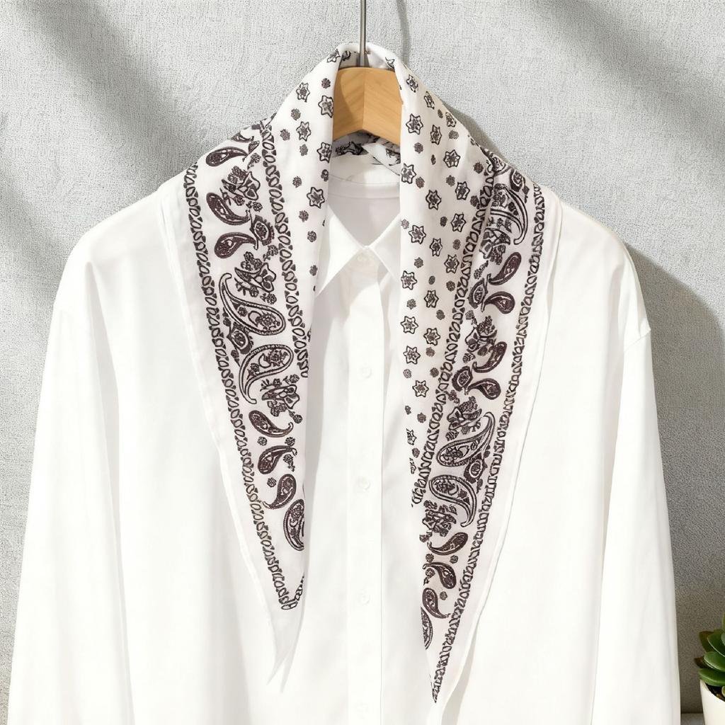 Coffee brown cashew flower triangle scarf silk scarf women's new small square scarf with shirt tie neck accessories neck accessories