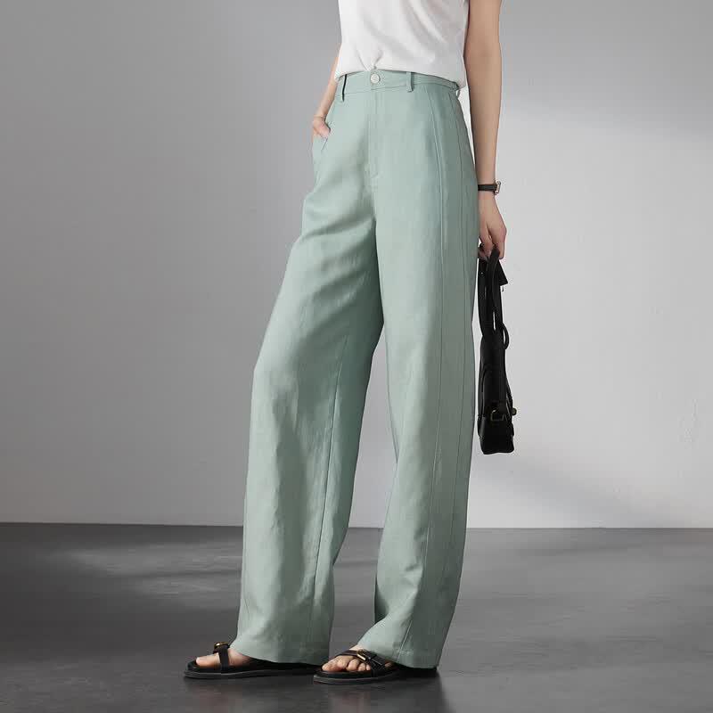 SOFSIL 2026 High-Waist Linen Wide-Leg Casual Pants