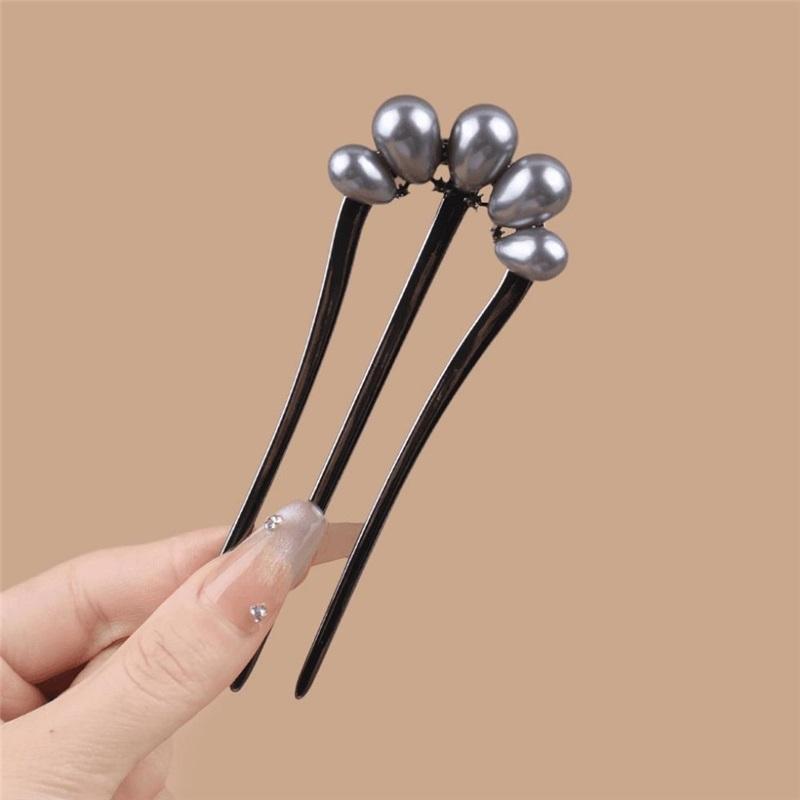 Chinese Style Beaded Three Teeth Hair Comb Elegant Retro Hairpin Daily Hanfu Cheongsam Hair Accessories