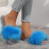 Fashion Chic Faux Fur Warm Plush Slippers for Women Mic Color Open Toe Fur Slippers Woman Winter Slip On Non Slip Cotton Slides Lady