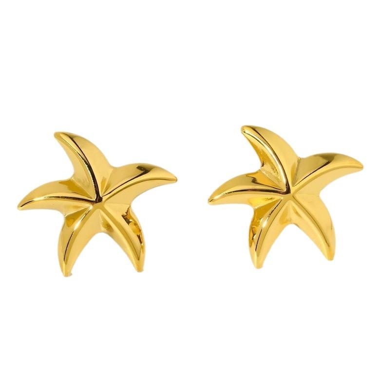 European and American INS Ocean Wind Simple Irregular Starfish Stud Earrings Plated 11K Gold Stainless Steel Waterproof Metal Earrings Women