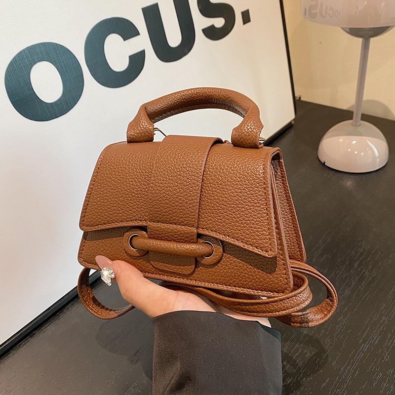 Pure Color Minimalist Handbag Fashionable Single Shoulder Crossbody Bag Women's Faux Leather Square Purse KTB
