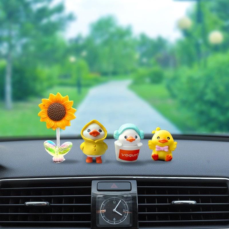 Creative Cute Yellow Duck Car Ornaments: Adorable Goddess-Themed Decorations for Car Dashboard.
