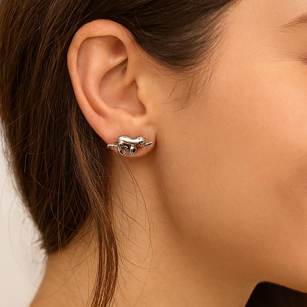 Sloth Animal Stud Earrings - 925 Sterling Silver