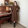 Romantic Niche Dress Large Size Fat Mm Retro Color Matching Polo Collar Fake Two-piece Dress Autumn and Winter Hepburn Style