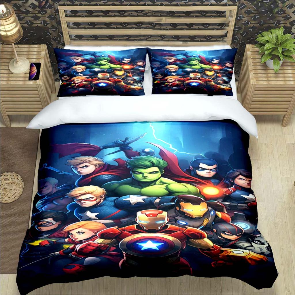 Fashion Superhero A-Avengers Print Bedding Set Duvet Cover Comforter Bed  Youth Kids Girl Boys Luxury Birthday Gift
