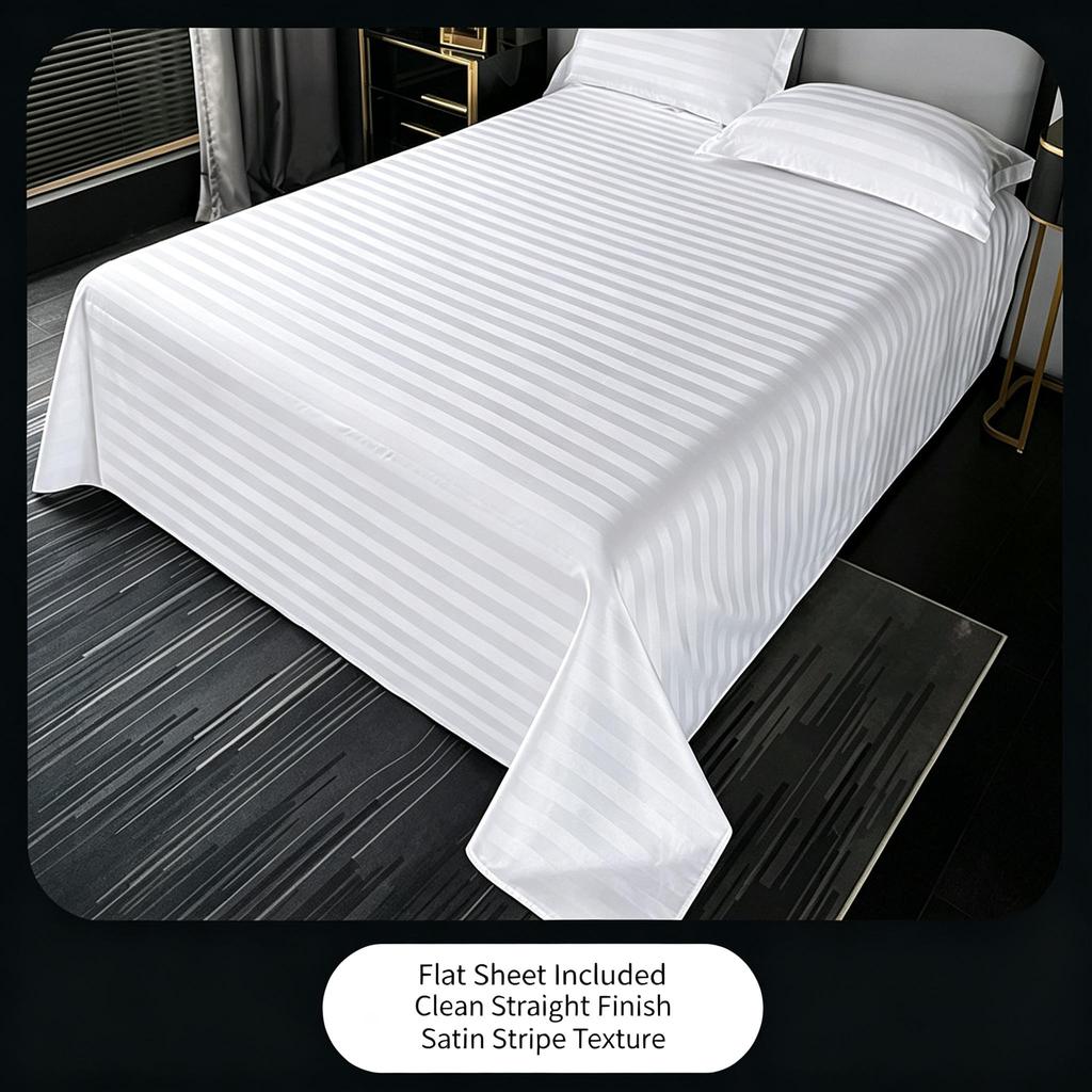 Satin Stripe Polyester Bedding Set Hotel‑Style 4‑Pieces Duvet Cover Kit