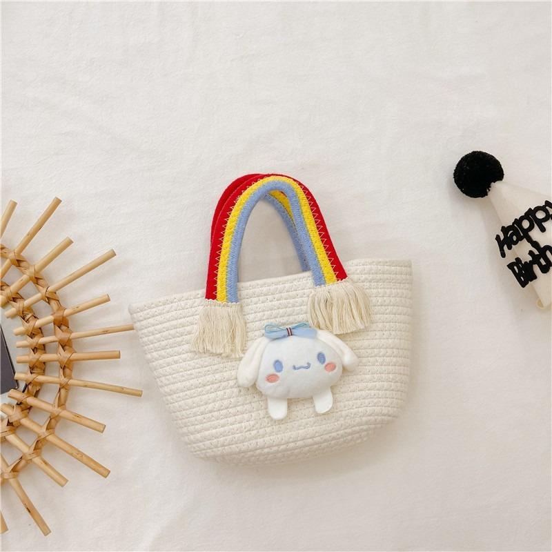 Straw Bag Female Cute New Korean Version Trend Small Fresh Rainbow Handbag Internet Celebrity Versatile Foreign Style Hand Bag