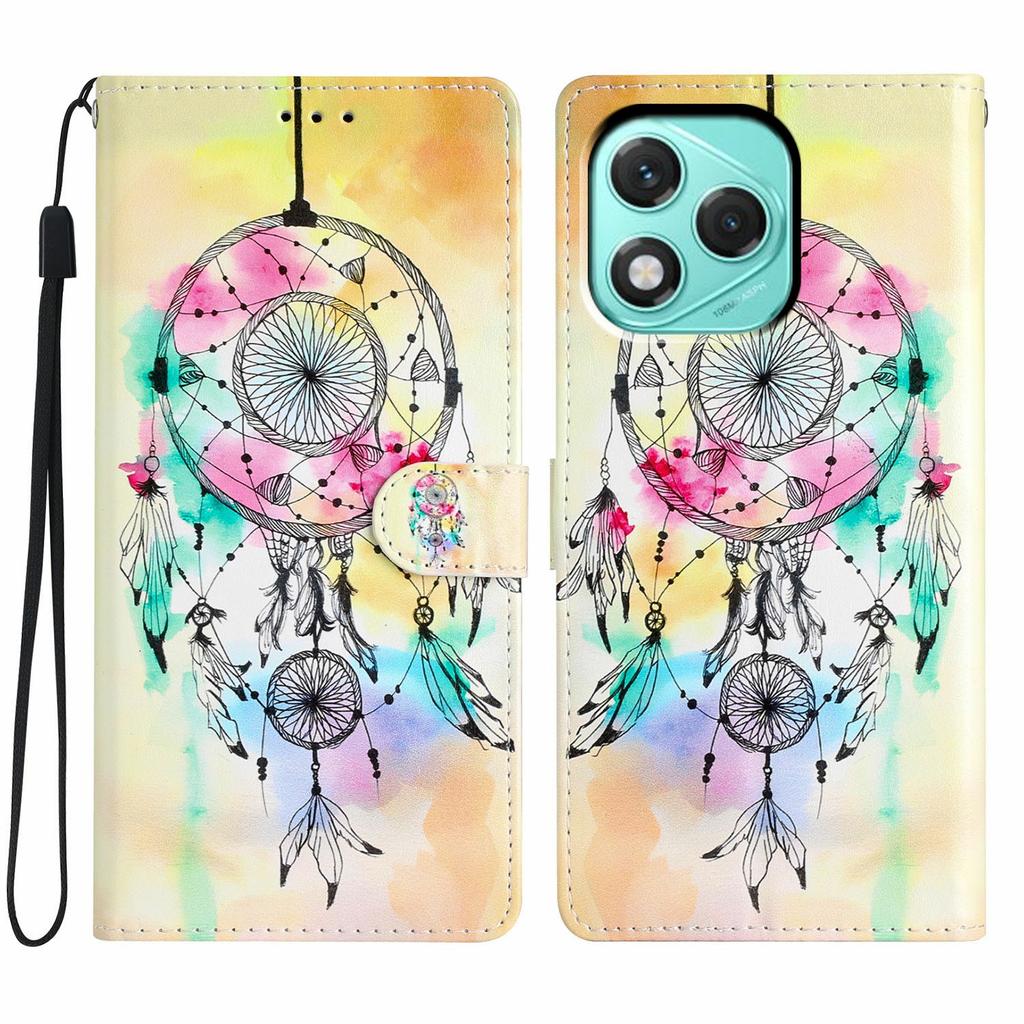 Für Honor 400 Lite 5G Brieftasche Hülle PU Leder Musterdruck Ständer Handyhülle mit Riemen