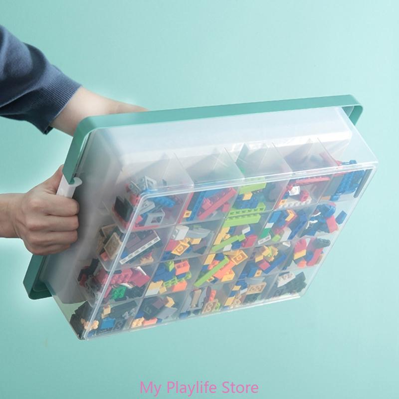 Kids Toy Storage Organizers Box Clear Box with Building Plate for Home Use