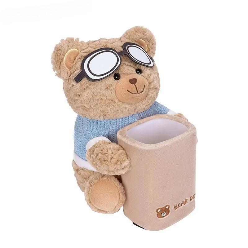 Cute Bear Car Tissue Boxes and Bin 2 in 1, Creative Storage Rack, Armrest Storage Cute Car Accessories Tissue Holder