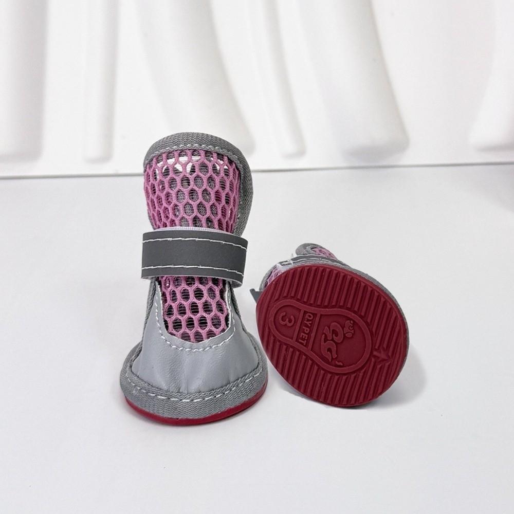 4Pcs Non-Slip Pet Net Boots Breathable Dog Paw Protectors Fashion Puppy Foot Covers All-season Use