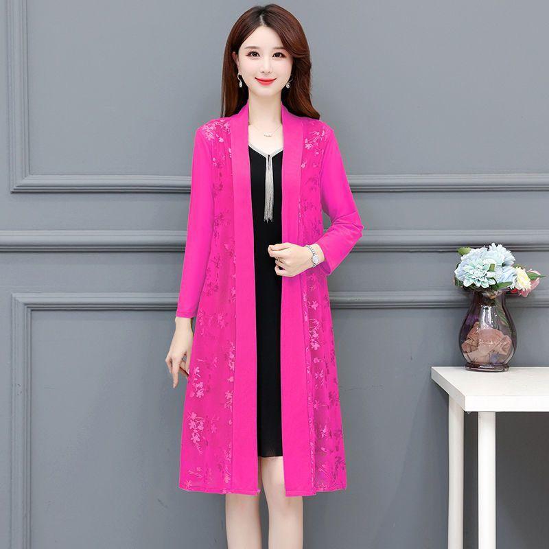 Orta Yaş Bayan Hırka İnce Stil Güneş Koruyucu Giyim Üstleri Mont Kadın Yaz Şal Uzun Güneş Koruyucu Giyim Ceket