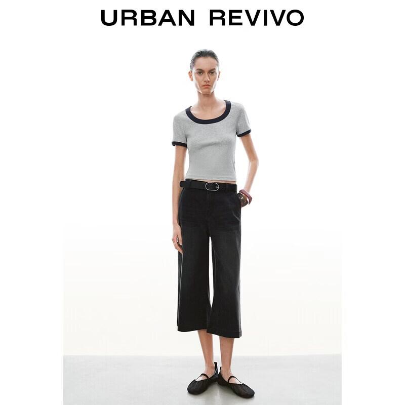 UR2026 Women s Slim Fit Contrast Trim Short Sleeve T-Shirt XL