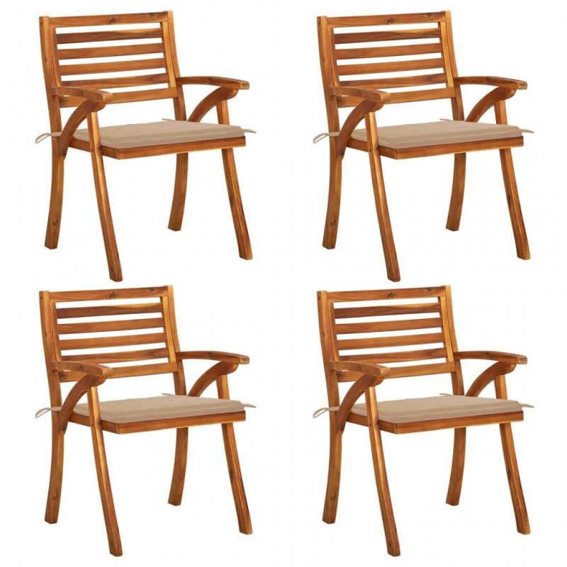Day and Night - Day and Night Garden Chairs with Cushions 4 Units Solid Acacia Wood