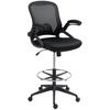 Drafting Chair with Flip-up Armrest, Mesh Office Stool with Foot Ring, 360 Degree Swivel Height Adjustable Chair for Standing Desk, Black