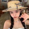 Vacation Style French Literary Straw Hat Children Summer Pastoral Small Fragrance Bow Sun Protection Hat Shade Beach Hat