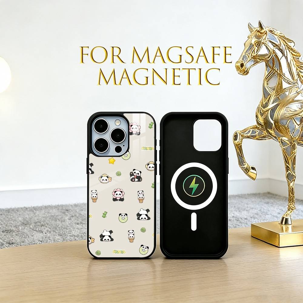 Chibi Panda Phone Case For iPhone17,16,15,14,13,12,11 Plus,Pro Magnetic For Magsafe Wireless Charging