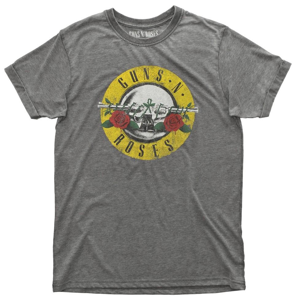 Official Guns N Roses Classic Logo T Shirt Burnout Grey New Small S