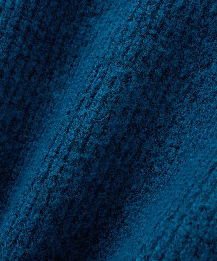 BLOND9 Volume Half Zip Rib Knit Top_Ink Blue