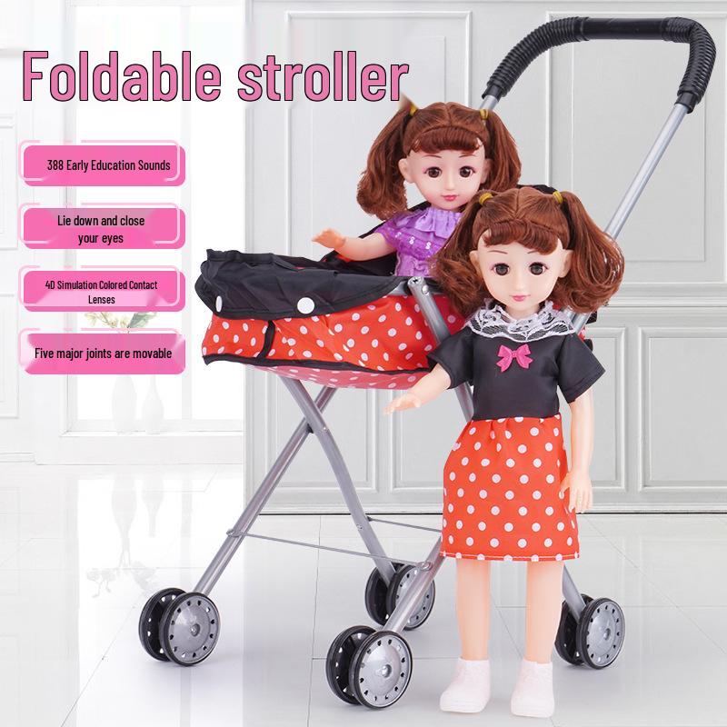 Set Passeggino per Bambole e Giocattoli Transfrontaliero per Bambine - Regalo di Compleanno Perfetto