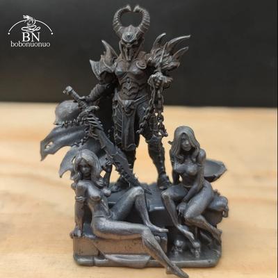 Czarny mosiądz Anime szkielet samuraj żelazny łańcuch naga kobieta niewolnik figurki miniatury ozdoby na biurko Model dekoracje
