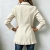 Women's Cropped Jacket Double-Breasted Lapel Collar Ruffle Hem Coat for Casual Wear