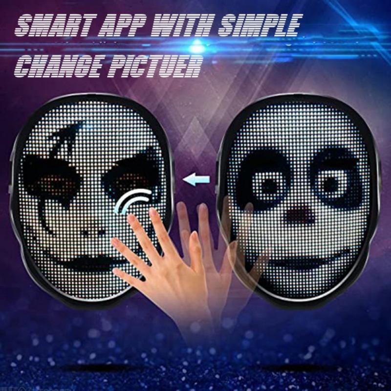 Bluetooth APP Steuerung Smart LED Gesichtsmasken Programmierbare Gesichtswechsel Leuchtmaske Party Display LED Licht Verkleidungsset
