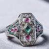 Eco-friendly Alloy Ring with Red & Green Diamonds - 2026 Luxury Court Style