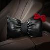 1Pc Fashion Red Bowknot Pu Leather Car Neck Pillow Auto Bow-Shaped Headrest Seat Support Waist Pillows Car Interior Accessories