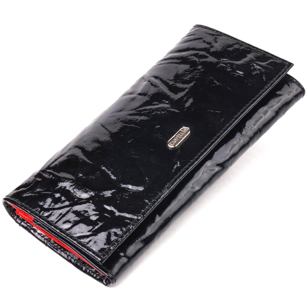Textured Horizontal Women's Wallet Made of Genuine Leather CANPELLINI Wallet 21649 Black